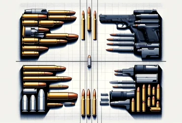 imagem que capture a essência de um confronto entre os calibres 9mm e .40 S&W, ilustrando as diferenças e características de cada um. Imagine (1)